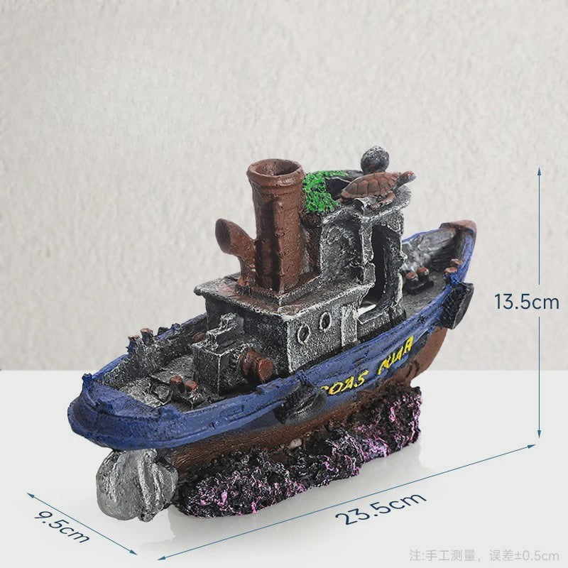 Uniek Scheepswrak Aquarium Decoratie - Verzonken Piratenschip Vistank Ornament