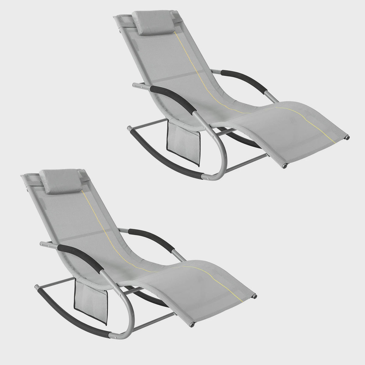 Set van 2 Loungestoelen - Verstelbare Ligstoelen met Kussen voor Tuin, Terras & Strand