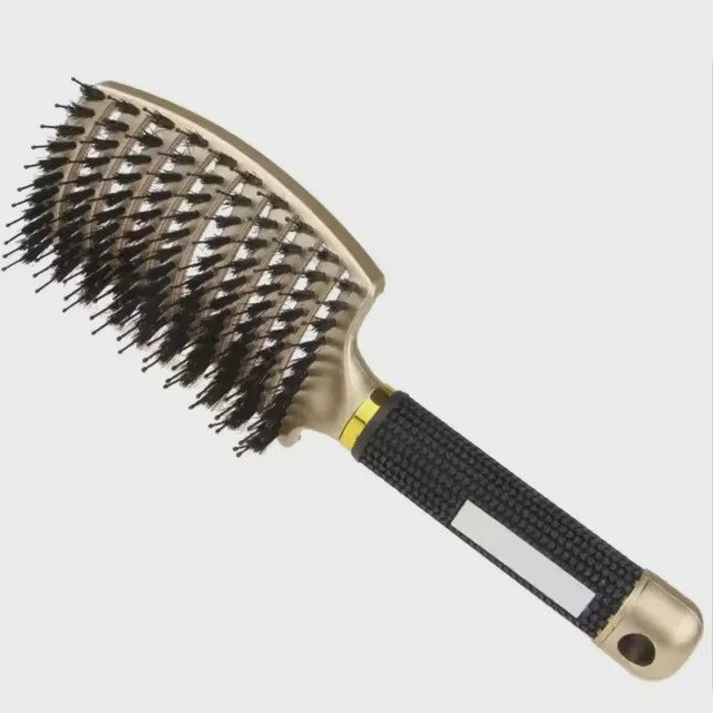 Professionele Haarborstel met Varkenshaar & Nylon - Ontklit Nat & Krullend Haar - Salon Kwaliteit Styling Tool