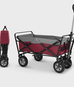 Opvouwbare Transportkar 100L met Verstelbare Handgreep en Zijvak - All-Terrain