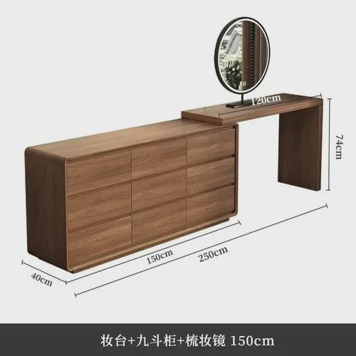 Moderne Houten Kaptafel met Spiegel en Ruime Opbergruimte