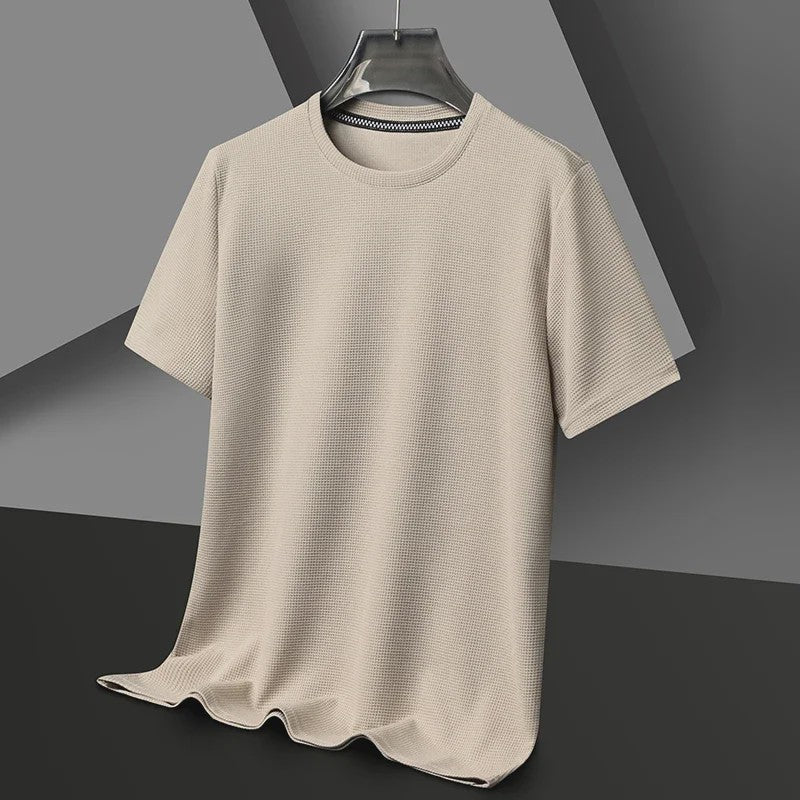 Zomer Wafel T-shirt Heren Korte Mouw Ronde Hals - Comfortabel en Ademend