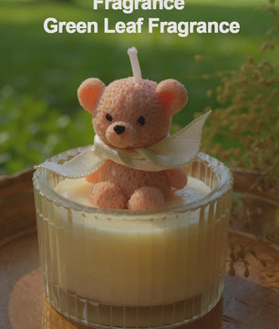 Luxe Geurkaars Teddybeer in Glazen Pot met Lint - Pastel Cadeau voor Vrouwen, Bruiloft & Feestdagen