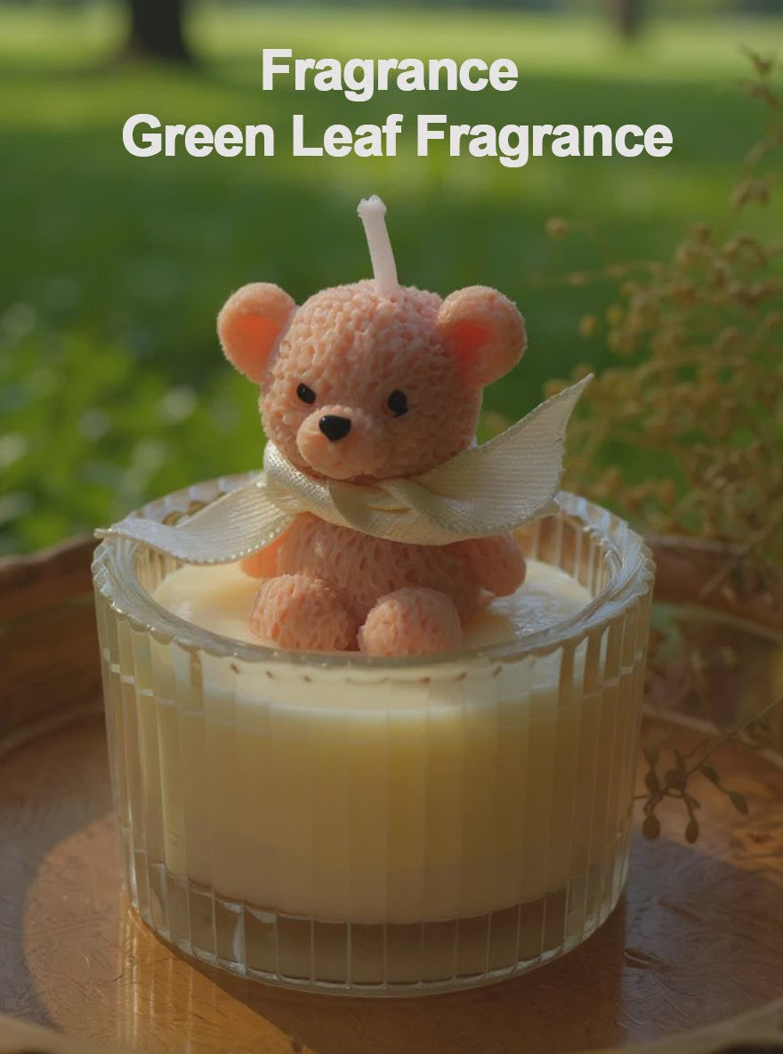 Luxe Geurkaars Teddybeer in Glazen Pot met Lint - Pastel Cadeau voor Vrouwen, Bruiloft & Feestdagen