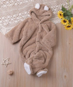 Schattige Baby Romper met Berenoren - Winter Jumpsuit voor Jongens & Meisjes