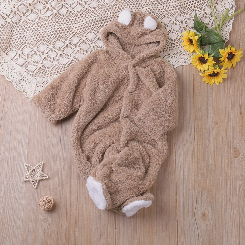 Schattige Baby Romper met Berenoren - Winter Jumpsuit voor Jongens & Meisjes