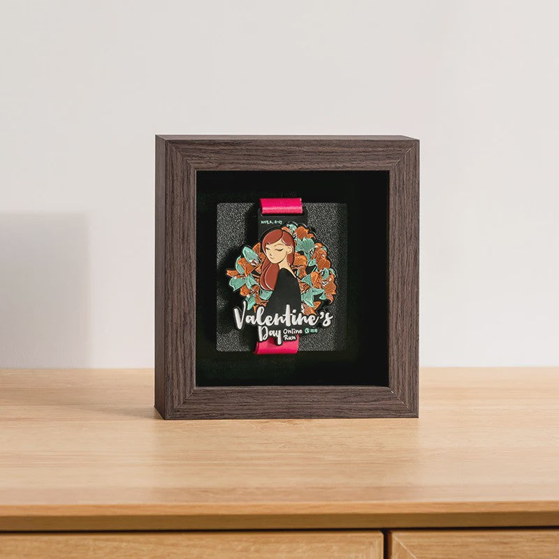 Houten Medaille Display Frame met Fotolijst - Voor Marathon, Sport en Herinneringen