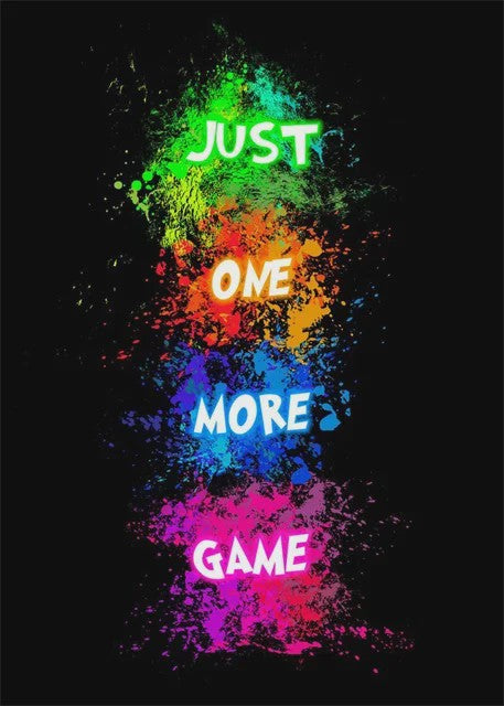 Gaming Neon Canvas Poster: Eat Sleep Game Repeat - Decoratie voor Gamer Kamer