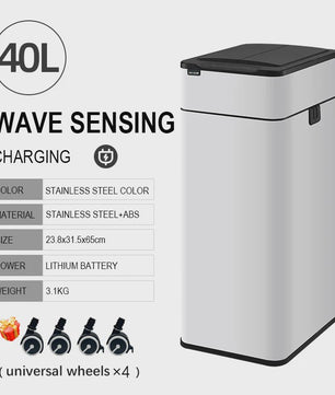 Slimme Vuilnisbak met Sensor - RVS - 20-60L - Automatisch Openen & Sluiten