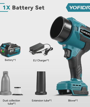 YOFIDRA Krachtige Bladblazer & Zuiger 3500W - 350.000 RPM Borstelloze Motor - Voor Makita Accu