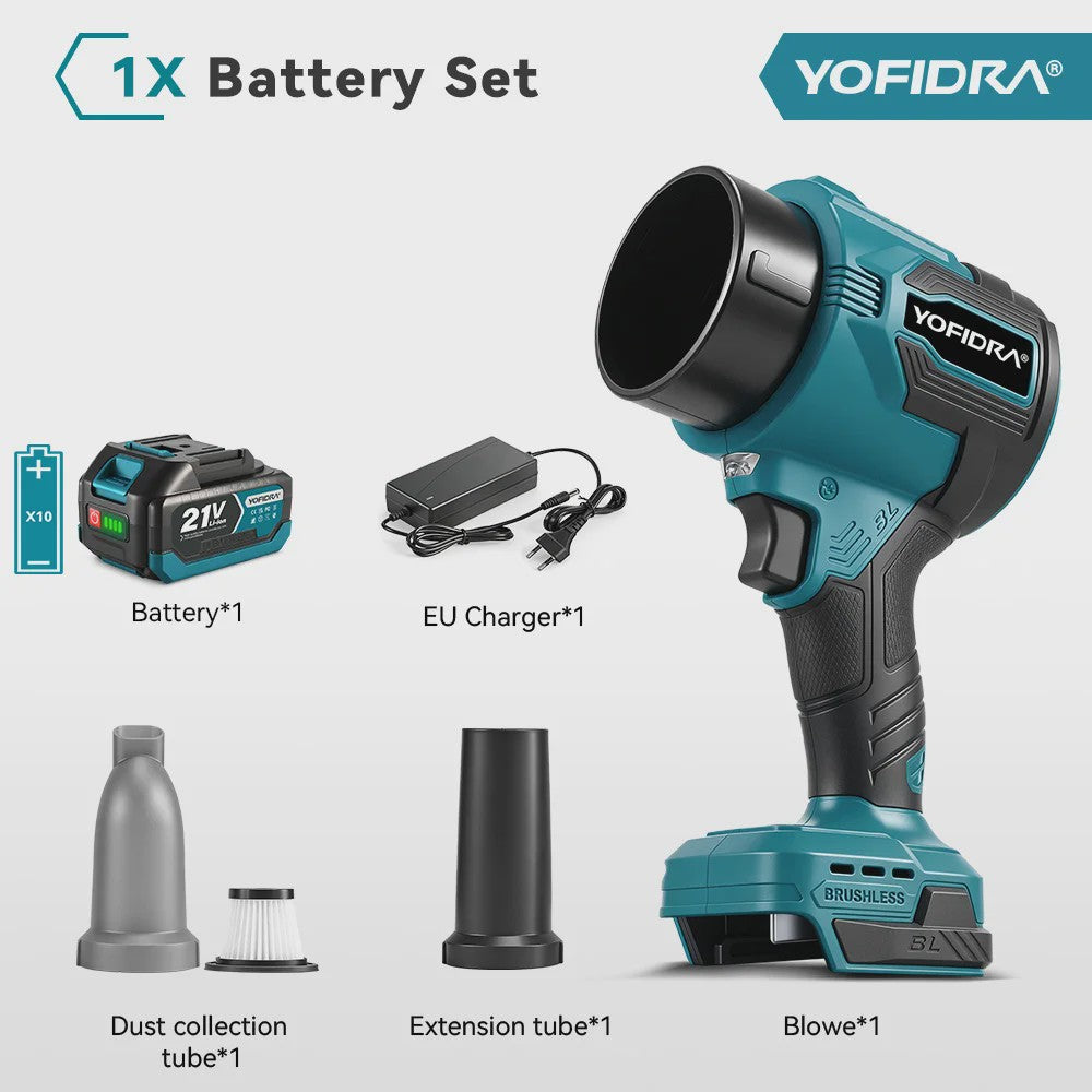 YOFIDRA Krachtige Bladblazer & Zuiger 3500W - 350.000 RPM Borstelloze Motor - Voor Makita Accu