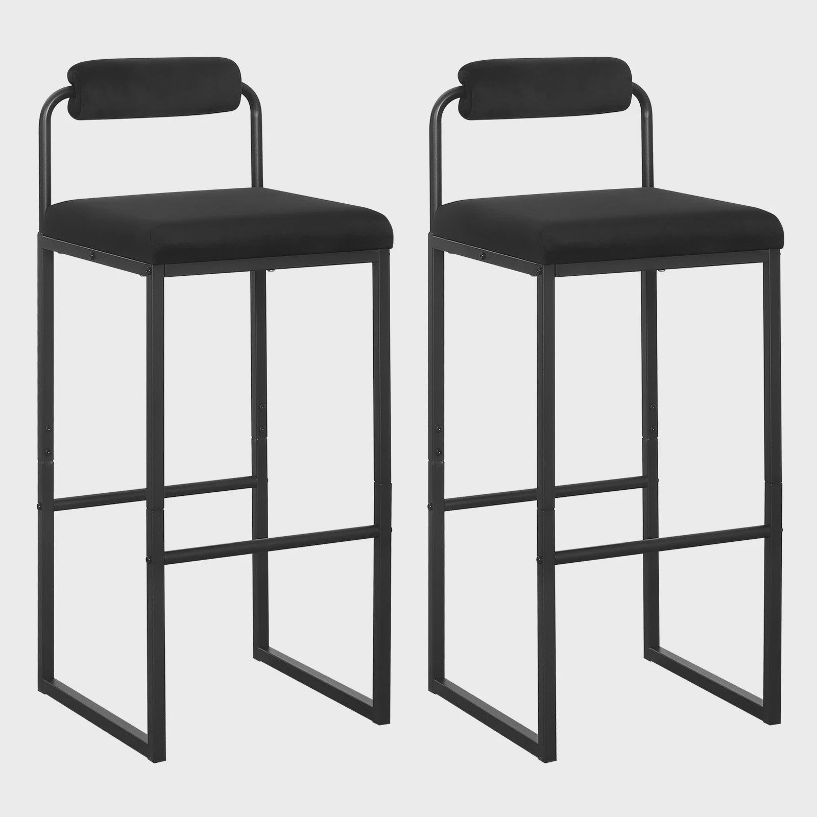 Set van 2 Moderne Keuken Barkrukken met Rugleuning en Voetensteun - Ergonomisch Design