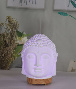 Buddha Hoofd Aroma Diffuser met Nachtlampje - 100ml Etherische Olie Verstuiver