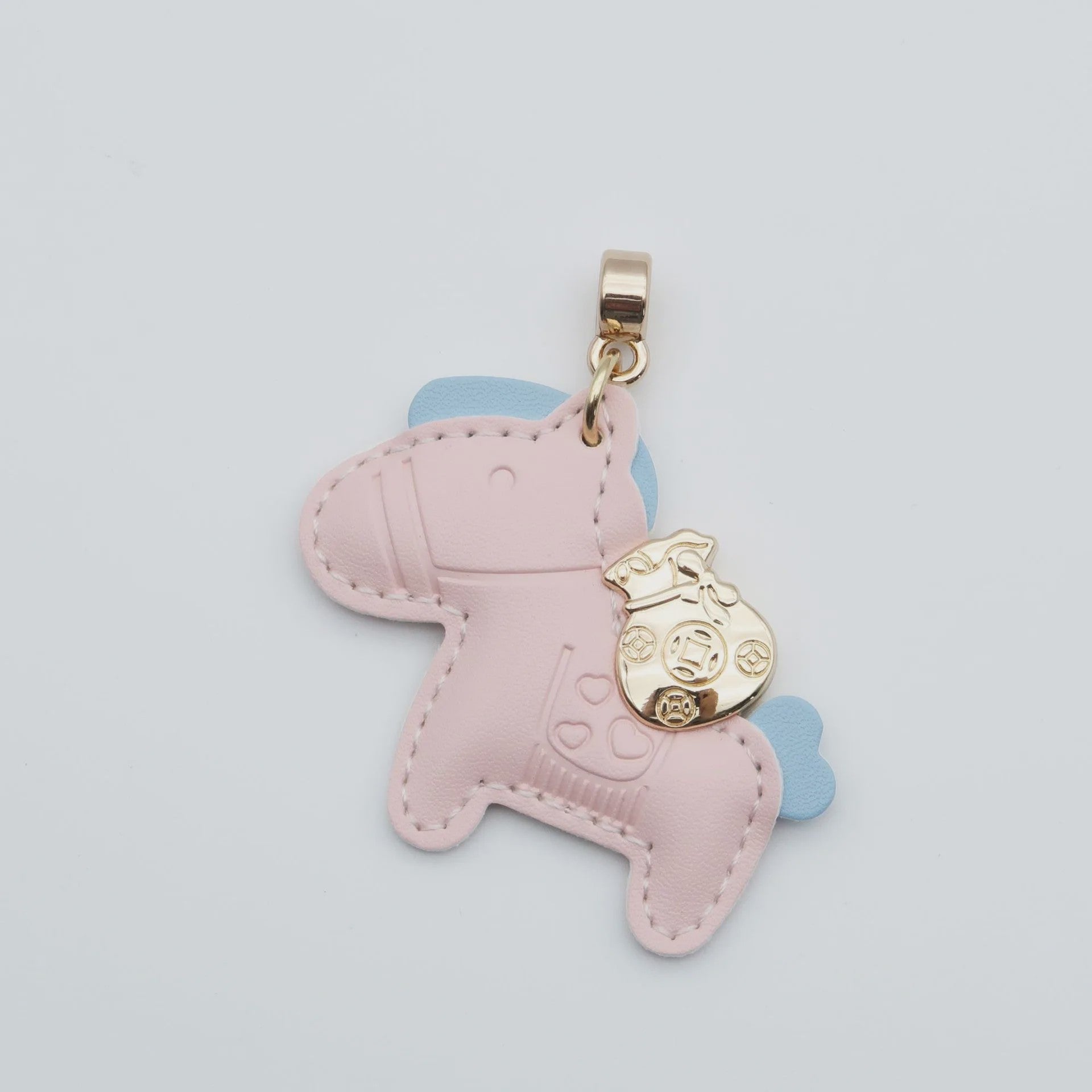 Luxe Paard Sleutelhanger - Handgemaakt Leer met Geluksmunt Charm