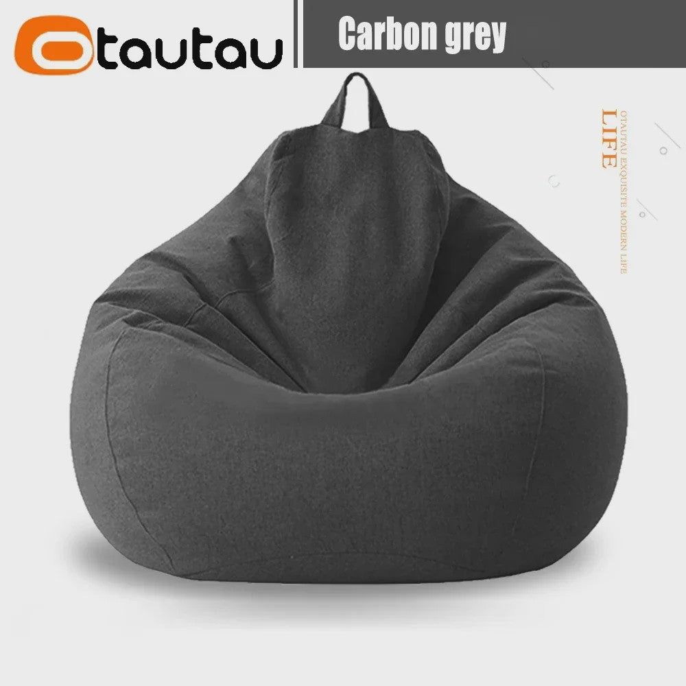 70cm Gevulde Beanbag Sofa van Katoen Linnen - Comfortabele Loungestoel voor Ontspanning