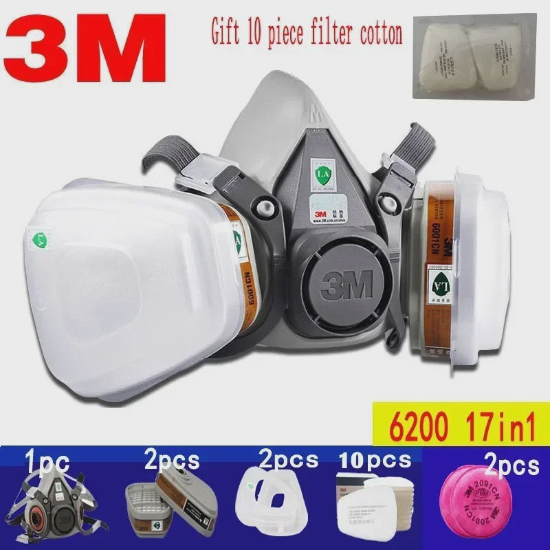 3M 6200 Herbruikbaar Halfmasker Gasmasker voor Verf, Chemicaliën en Stof