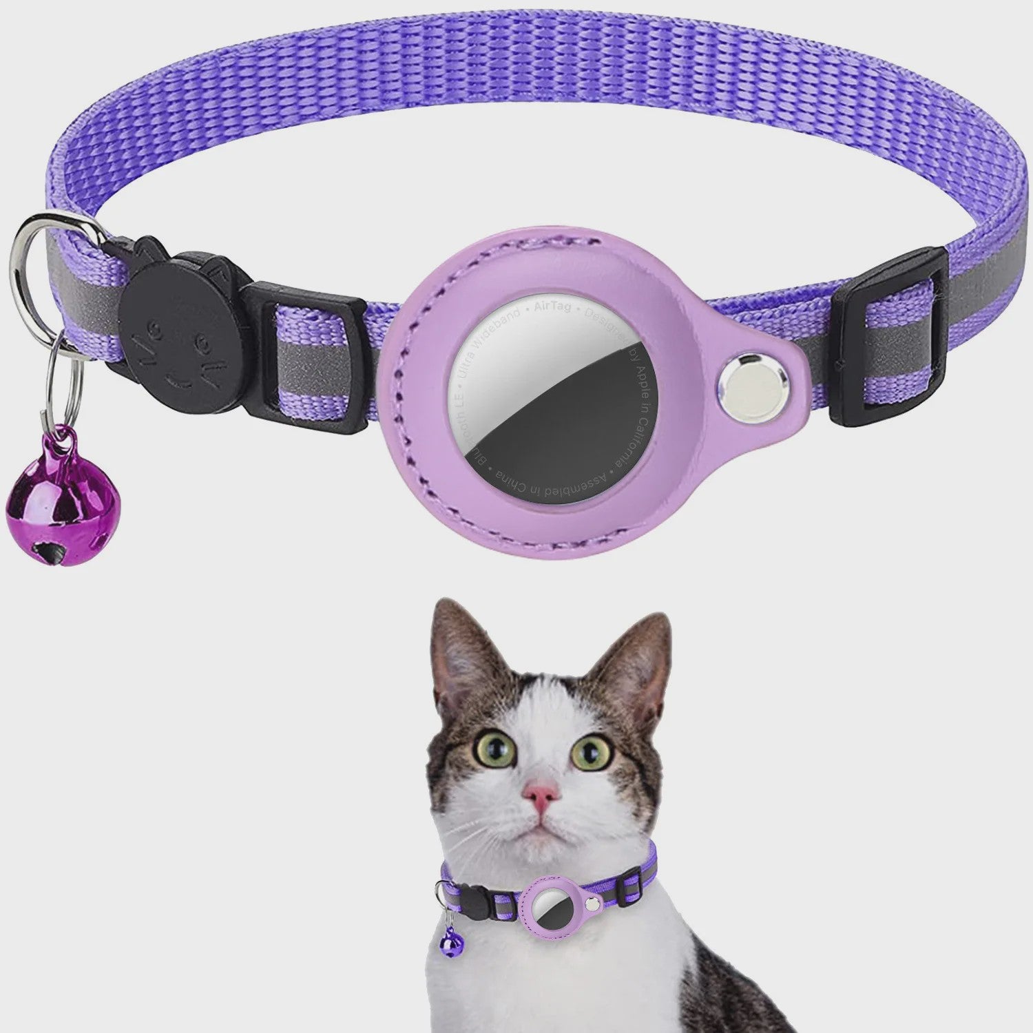 Veiligheids Halsband voor Katten met AirTag Houder - Verstelbaar, Reflecterend & Waterdicht