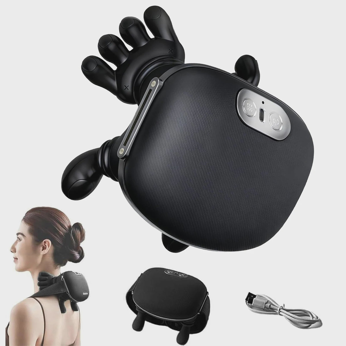 Draadloze Nek- en Schoudermassager met Verwarmingsfunctie & 3 standen - USB Oplaadbaar