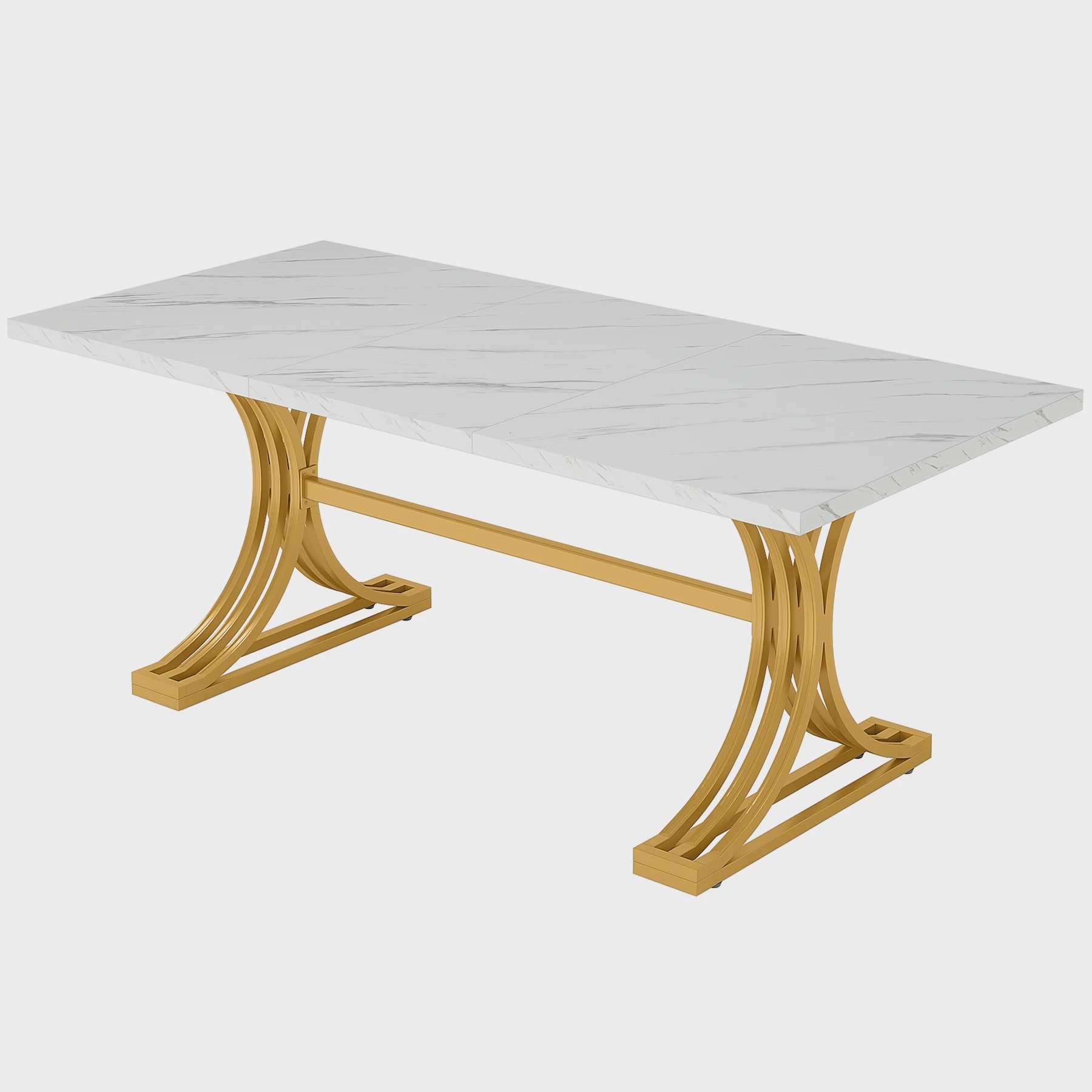 Moderne Marmerlook Eettafel voor 4-6 Personen - Stijlvol Wit Design (160cm)