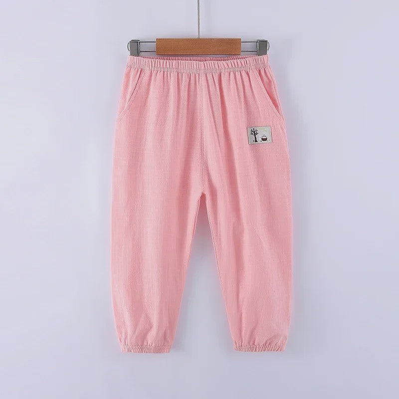 Linnen Kinderbroeken voor Jongens en Meisjes - Zomerse Lange Broek met Elastische Taille (100-160cm)