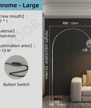 Nordic Luxe Boog Plafondlamp - Verstelbare LED Vloerlamp voor Woonkamer & Bedside