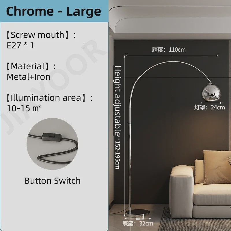 Nordic Luxe Boog Plafondlamp - Verstelbare LED Vloerlamp voor Woonkamer & Bedside