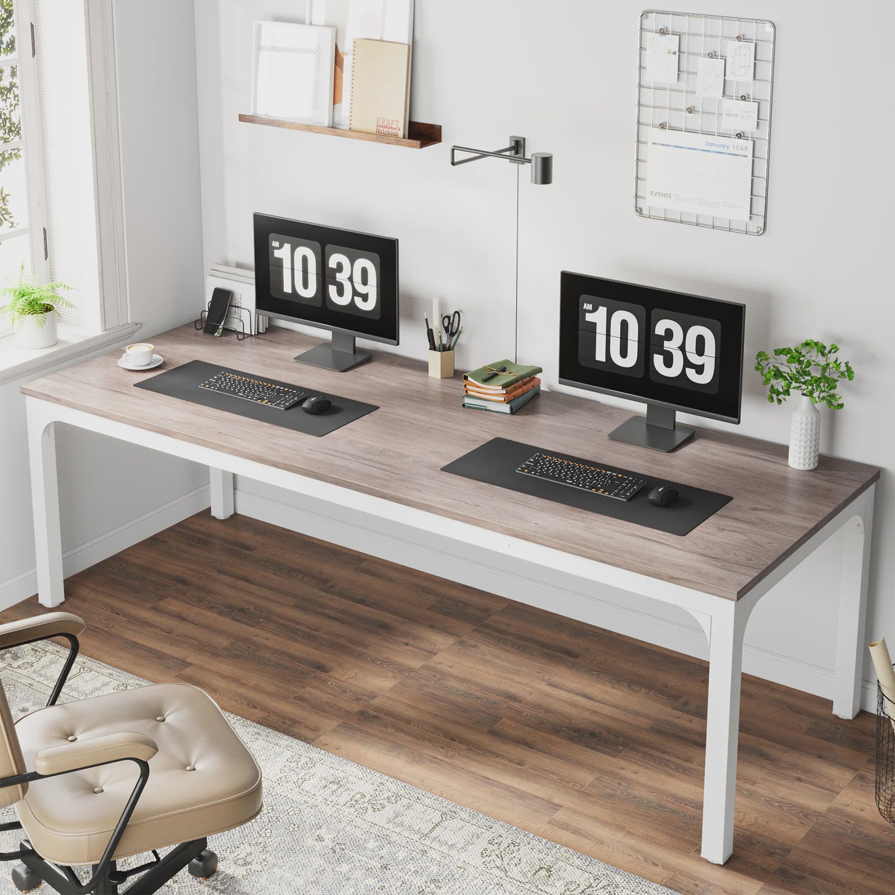 Extra Lange Bureau voor 2 Personen (200 cm) - Dubbel Werkstation voor Thuis of Kantoor