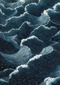 Abstracte Blauwe Golven Canvas Poster - Japandi Zen Stijl Wanddecoratie