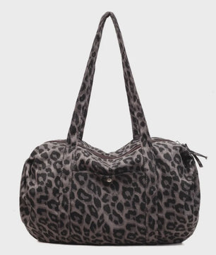 Ruime Canvas Schoudertas met Luipaardprint - Stijlvolle Tote Bag voor Dames