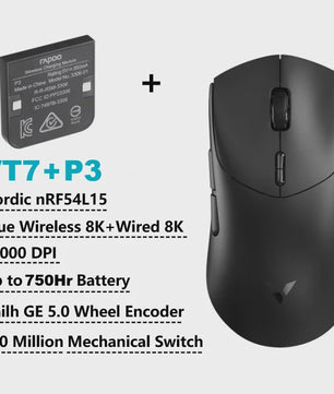 Rapoo VT7 MAX Draadloze Gaming Muis: 8K Polling Rate, Ultralicht & 750u Batterij