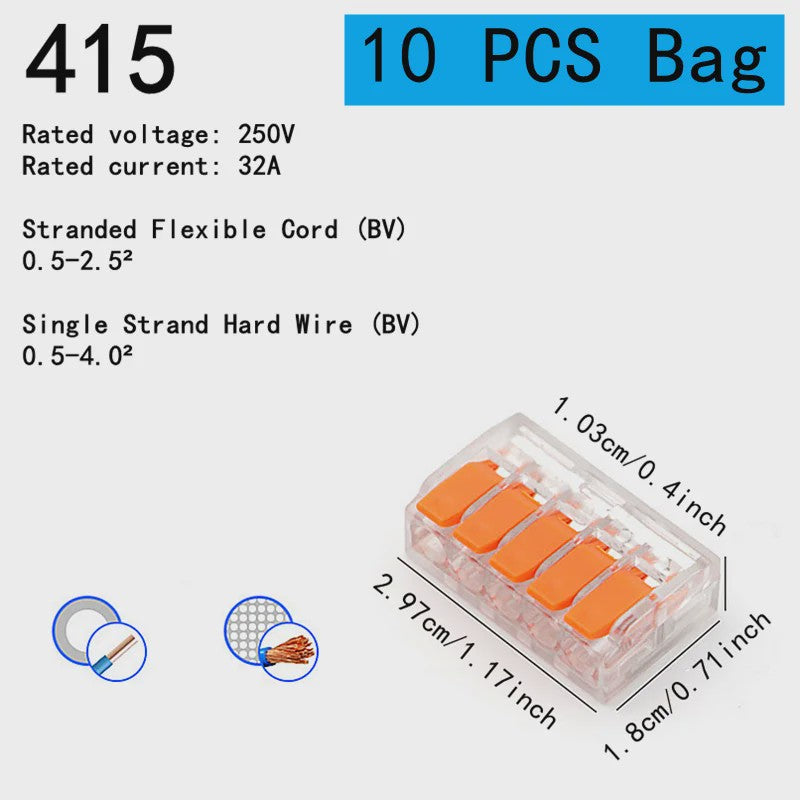 Universele Snelkoppeling Klemmen (250V/32A) - Oranje, 10-75 Stuks