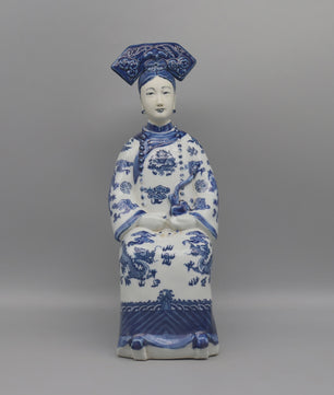 Set Keramische Beelden Chinese Keizer en Keizerin - Qing Dynastie Decoratie