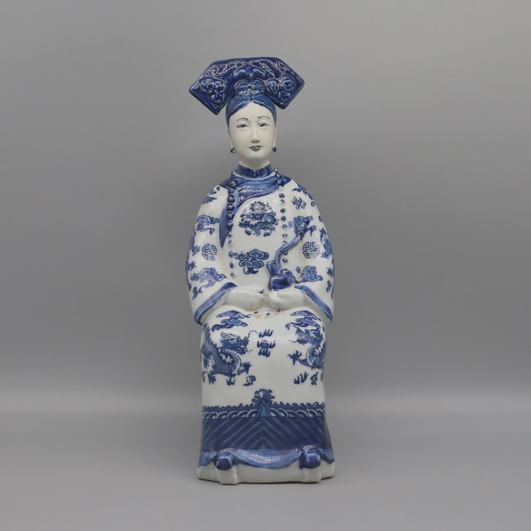 Set Keramische Beelden Chinese Keizer en Keizerin - Qing Dynastie Decoratie