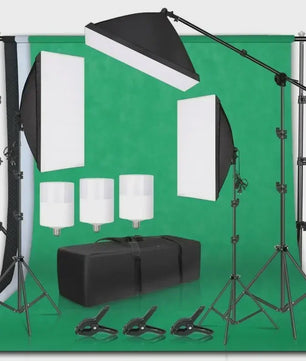 Professionele Fotostudio Verlichtingskit met Achtergronden, Softboxen, Paraplu's en Reflectoren