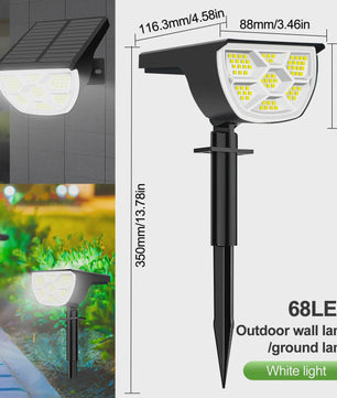 Solar Tuinspots LED (72/68) - IP65 Waterdicht, 3 Modi, Buitenverlichting