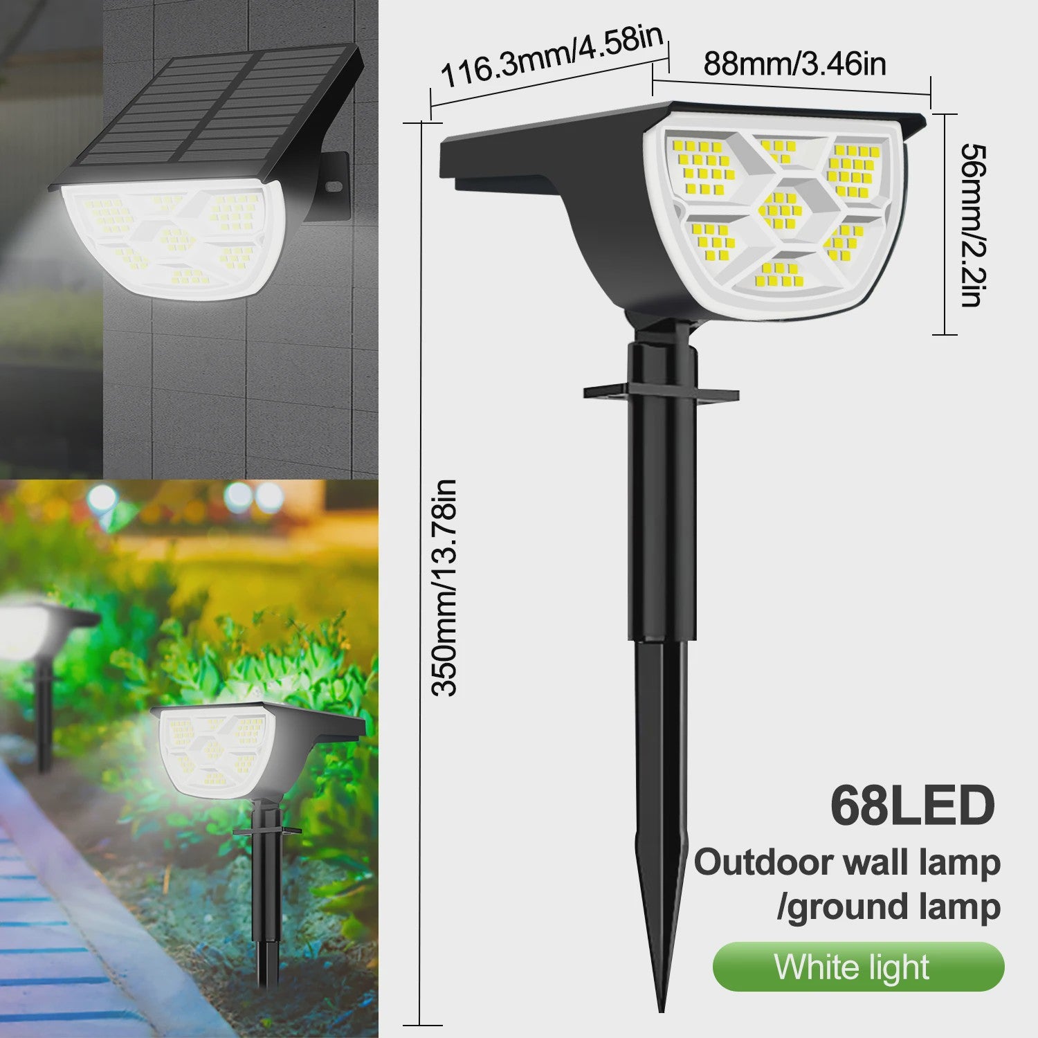 Solar Tuinspots LED (72/68) - IP65 Waterdicht, 3 Modi, Buitenverlichting