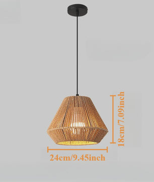 Handgeweven Rotan Hanglamp - Boho Stijl Papier Touw Plafondlamp voor Woonkamer & Slaapkamer