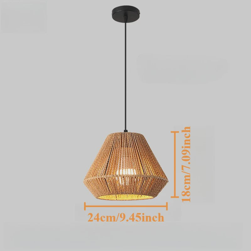 Handgeweven Rotan Hanglamp - Boho Stijl Papier Touw Plafondlamp voor Woonkamer & Slaapkamer