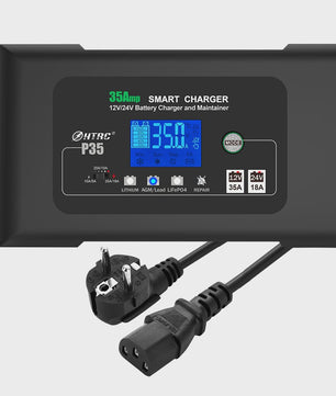 HTRC 35A Slimme Acculader 12V/24V voor Auto, Motor, Vrachtwagen - AGM, GEL, LCD Display