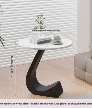Luxe Ronde Bijzettafel met Rock Slab Look - Modern Design voor Woonkamer & Slaapkamer