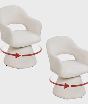 Draaibare eetkamerstoel met hoge rugleuning en linnen bekleding - Beige