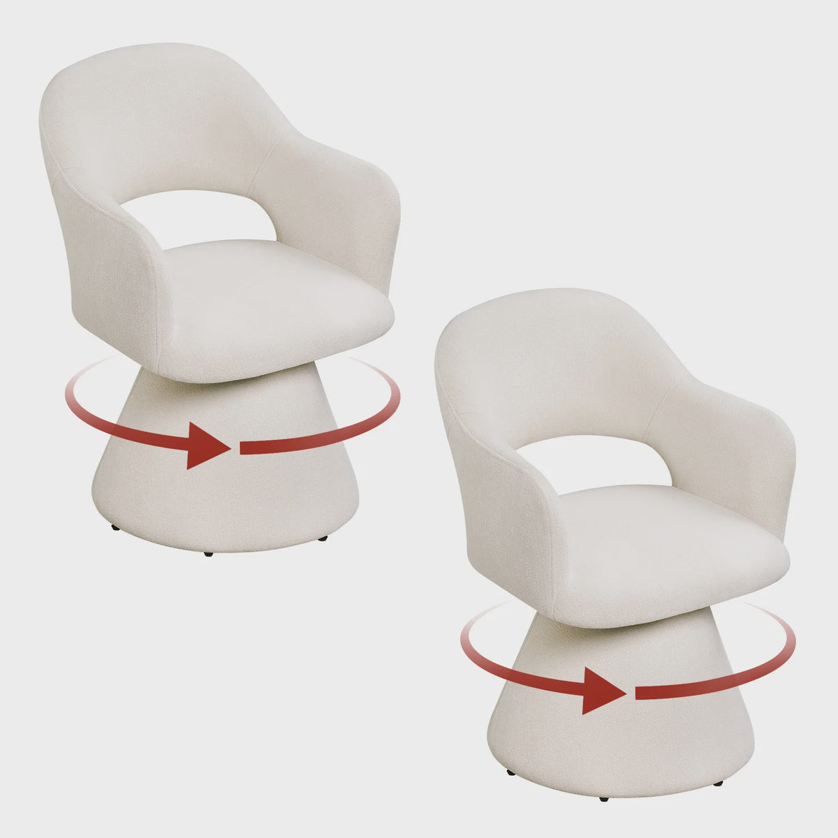 Draaibare eetkamerstoel met hoge rugleuning en linnen bekleding - Beige