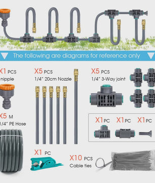 Verstelbare Messing Sproeikop Irrigatieset met Snelkoppeling - Automatische Tuinbesproeiing