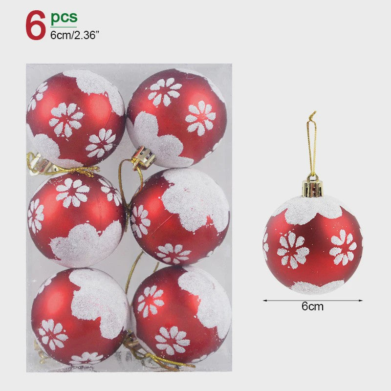 Set van 6 Kerstballen - 6cm Diameter - Decoratieve Kerstboom Hangers