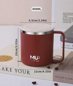 Geïsoleerde Koffiemok met Deksel - 400ML Dubbelwandig RVS Drinkbeker
