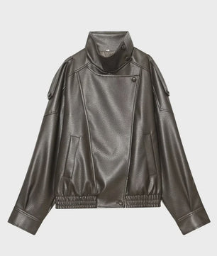 Zwarte Dames Faux Leren Jas - Stijlvolle Motorjas voor Herfst & Mode