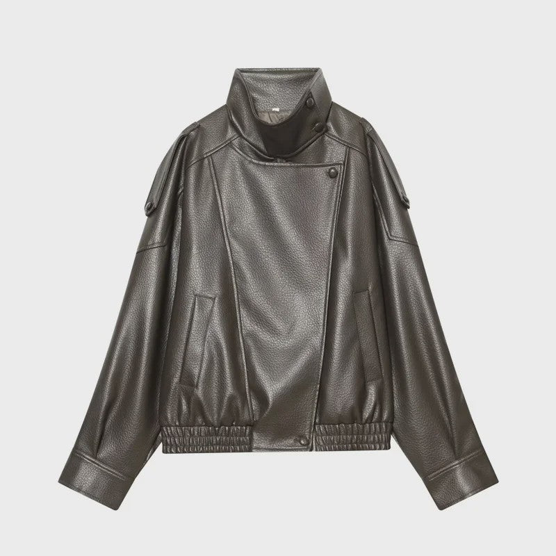 Zwarte Dames Faux Leren Jas - Stijlvolle Motorjas voor Herfst & Mode