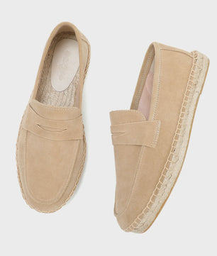 Heren Espadrilles Instappers van Suède Leer met Jute Zool - Casual Zomerschoenen