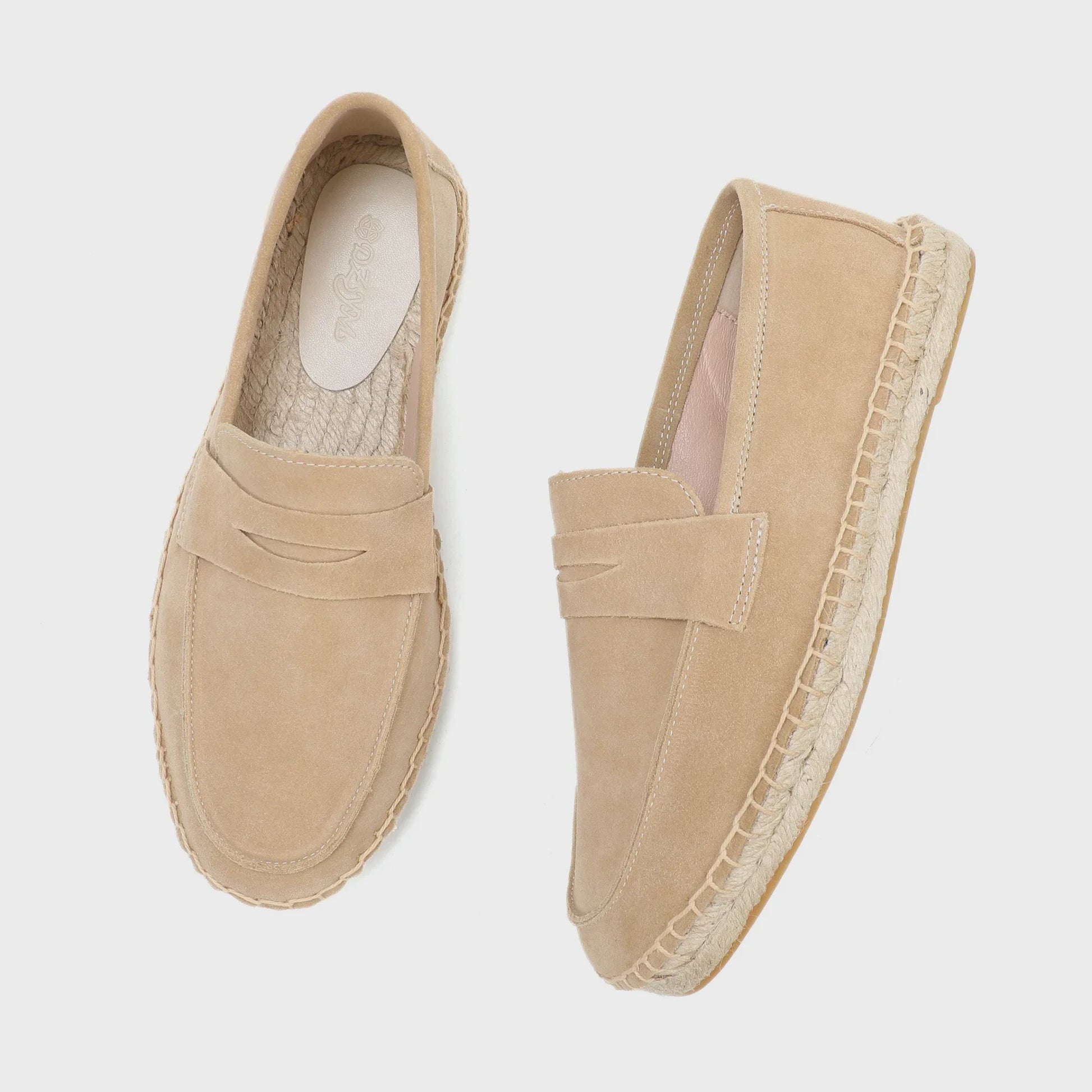 Heren Espadrilles Instappers van Suède Leer met Jute Zool - Casual Zomerschoenen