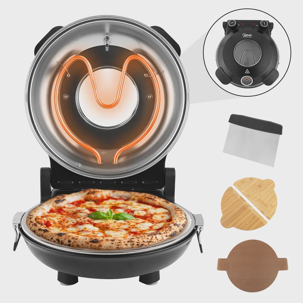 Elektrische Pizzaoven 12 Inch - 1200W met Keramische Steen & Precisie Temperatuurregeling tot 420°C